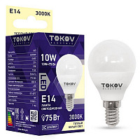 Лампа светодиодная Tokov Electric TKE-G45-E14-10-3K, 10 Вт, G45 3000 К, Е 14, 176-264 В от Водопад  фото 1