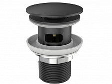 Донный клапан Belbagno Uno BB-SAT-NERO с системой Клик - клак с переливом, чёрный от Водопад  фото 1