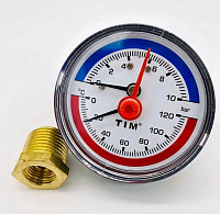 Термоманометр TIM D 63, 0-120 С*, 1/2" 10 бар, аксиальный
