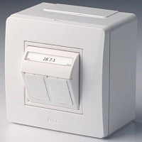 Коробка DKC 10656 PDD-N60 с 2 розетками Brava RJ45 (телефон/компьютер) белый от Водопад  фото 1