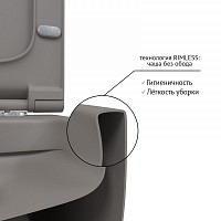 Унитаз подвесной Berges 083216 EGO XL Rimless безободковый с сидением микролифт матовый серый от Водопад  фото 4