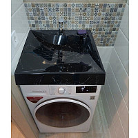 Раковина подвесная Azario Gratsiy CS00079879 597х598х100 для установки над стиральной машиной сифон, черный мрамор от Водопад  фото 4