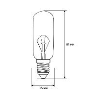 Лампа накаливания Camelion MIC 12984 40/T25/CL/E14, для вытяжек от Водопад  фото 2