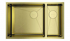 Мойка Omoikiri Taki 69-2-U, IF-LG-L Side 4997051, 695х440, 2 чаши, левая, нержавеющая сталь, светлое золото от Водопад  фото 1