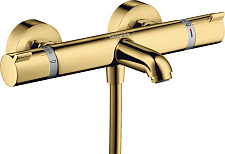 Смеситель для ванны и душа Hansgrohe Ecostat Comfort 13114990 термостат, полированное золото от Водопад  фото 1