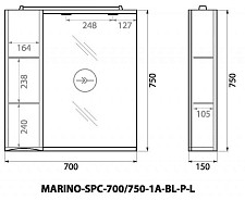 Шкаф Belbagno Marino MARINO-SPC-700/750-1A-BL-P-L, 700мм, зеркальный подвесной, 1 распашная дверь, левый, цвет Bianco Lucido от Водопад  фото 2