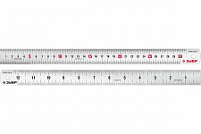 Линейка Зубр Про-30Д 34280-030-Д усиленная нержавеющая, длина 0,30 м, ширина 25 мм, толщина 1,0 мм, см+дюйм от Водопад  фото 1