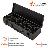 Набор головок Airline ATAS044 ударных 3/4" 56 мм 14 предметов (17-50 мм) металлический кейс от Водопад  фото 2