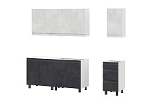 Кухонный гарнитур SV-мебель «Вельвет» 2 м, без столещницы, белый / бетон снежный / бетон графит от Водопад  фото 3