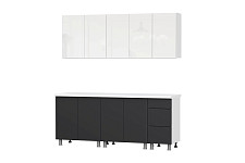 Кухонный гарнитур SV-мебель «Модерн New» 2,0 м, без столешницы, белый / белый глянец бруно / графит от Водопад  фото 2