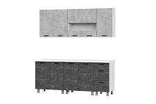 Кухонный гарнитур SV-мебель «Модус» 2,0 м, без столешницы, белый / цемент светлый / камень тёмный от Водопад  фото 2