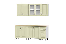 Кухонный гарнитур SV-мебель «Прованс» 2,0 м, без столешницы, белый / фисташковый текстурный / фисташковый текстурный от Водопад  фото 2