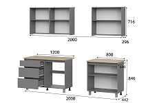 Кухонный гарнитур SV-мебель «Денвер» 2,0 м, со столешницей, графит серый / дуб сонома от Водопад  фото 5