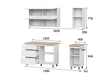Кухонный гарнитур SV-мебель «Токио» 1,6 м, Серия 3, со столешницей, белый текстурный / дуб сонома от Водопад  фото 2