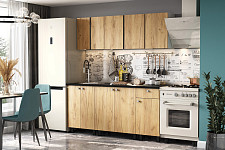 Кухонный гарнитур SV-мебель "КГ - 1" 1,8 м, со столешницей, белый / дуб золотой / черный от Водопад  фото 1