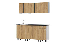 Кухонный гарнитур SV-мебель "КГ - 1" 1,8 м, со столешницей, белый / дуб золотой / черный от Водопад  фото 2