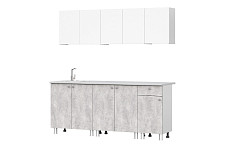 Кухонный гарнитур SV-мебель "КГ - 1" 2 м, со столешницей, белый / белый / цемент светлый / антарес от Водопад  фото 2