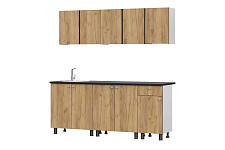 Кухонный гарнитур SV-мебель "КГ - 1" 2 м, со столешницей, белый / дуб золотой / черный от Водопад  фото 2