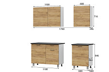 Кухонный гарнитур SV-мебель «Лаванда» 1,7 м, без столешницы, дуб золотой от Водопад  фото 2