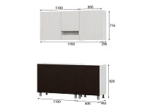 Кухонный гарнитур SV-мебель «Розалия» 1,7 м, без столешницы, ясень анкор светлый / дуб венге от Водопад  фото 2