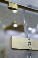 Душевая дверь Cezares Bellagio BELLAGIO-B-12-120-C-BORO 1200х1970, 1-распашная, стекло прозрачное, профиль брашированное золото от Водопад  фото 3