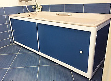 Экран под ванну A-Screen 2 дверцы, матовый голубой 900-1500 мм, высота до 650 мм, белый / серый / черный профиль от Водопад  фото 4