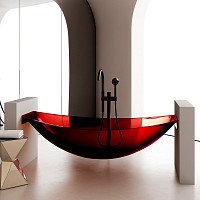 Прозрачная ванна Abber Kristall AT9704Rubin из полиэфирной смолы 180х80х51 красная от Водопад  фото 1