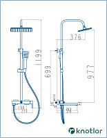 Душевая система Knotlor Stable KN-23 с верхним душем, хром от Водопад  фото 5