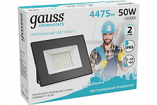 Прожектор Gauss Elementary 613100250 50W 4475lm 4000К 200-240V IP65 черный LED 1/10 от Водопад  фото 3