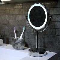 Зеркало WasserKRAFT K-1005 LED-подсветка двухстороннее, стандартное и с 3-х кратным увеличением от Водопад  фото 4