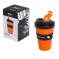 Стакан для кофе и напитков Airline IT13 герметичная крышка, 350 мл, пластик, черный/оранжевый от Водопад  фото 1