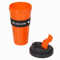 Стакан для кофе и напитков Airline IT14 герметичная крышка, 430 мл, пластик, черный/оранжевый от Водопад  фото 3