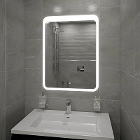Зеркало Континент Lacio 500х700 см, Led подсветка, сенсорный выключатель, антизапотевания, встроенный часы от Водопад  фото 2