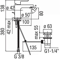 Смеситель для раковины Nobili Abc AB87118/1CR с донным клапаном, хром от Водопад  фото 2