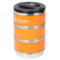 Термос ланч-бокс Airline ITT03 для еды с ручкой, 3 контейнера, 2,1 л, оранжевый/черный от Водопад  фото 2