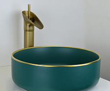 Раковина накладная Bronze de Luxe 1054 360х360х120, цвет зеленый от Водопад  фото 3